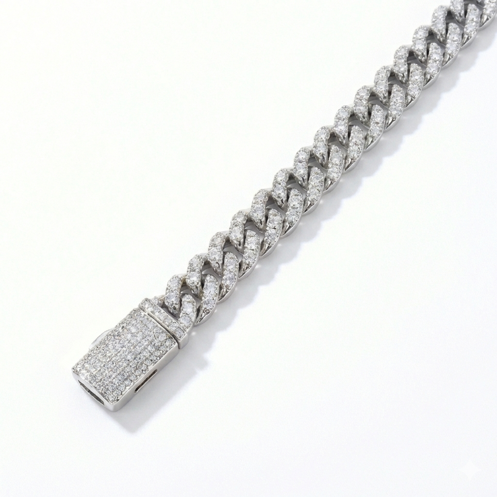 Bracciale Cuban Link con Moissanite