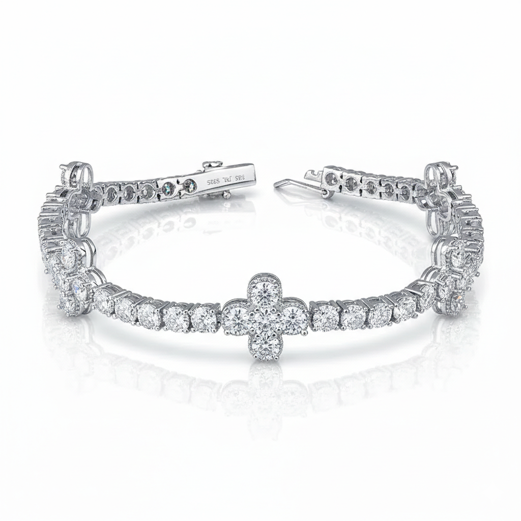 ملوانکەی تێنس بە خاچ - 4mm Moissanite