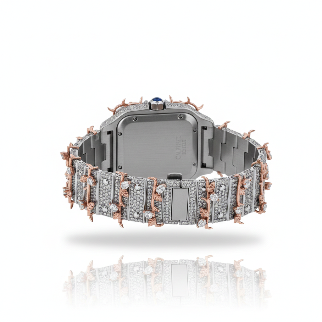 کاتژمێری لوکس بە وردەکارییەکانی VVS Moissanite و Spike