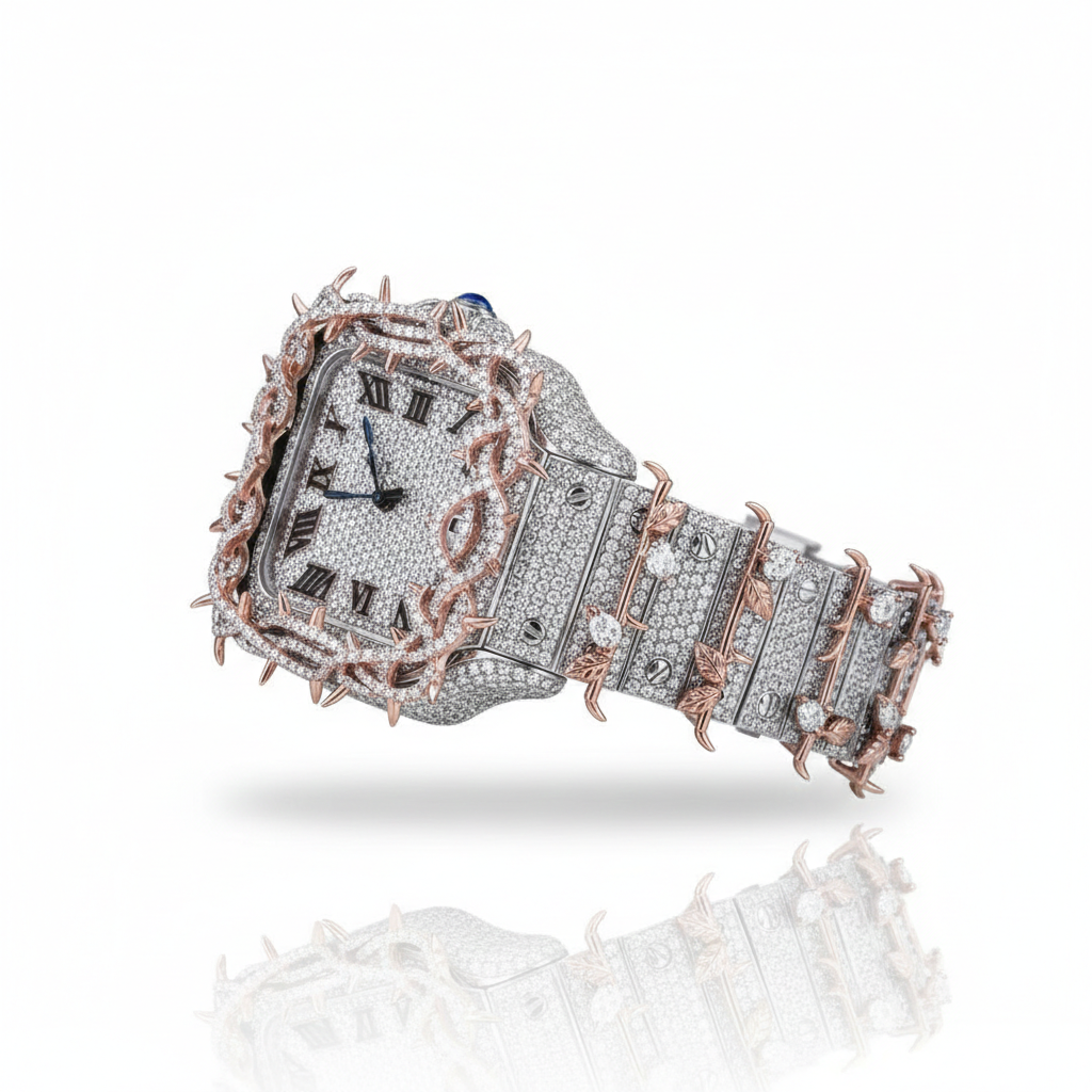 Orologio Luxury con Moissanite VVS e Dettagli Spike