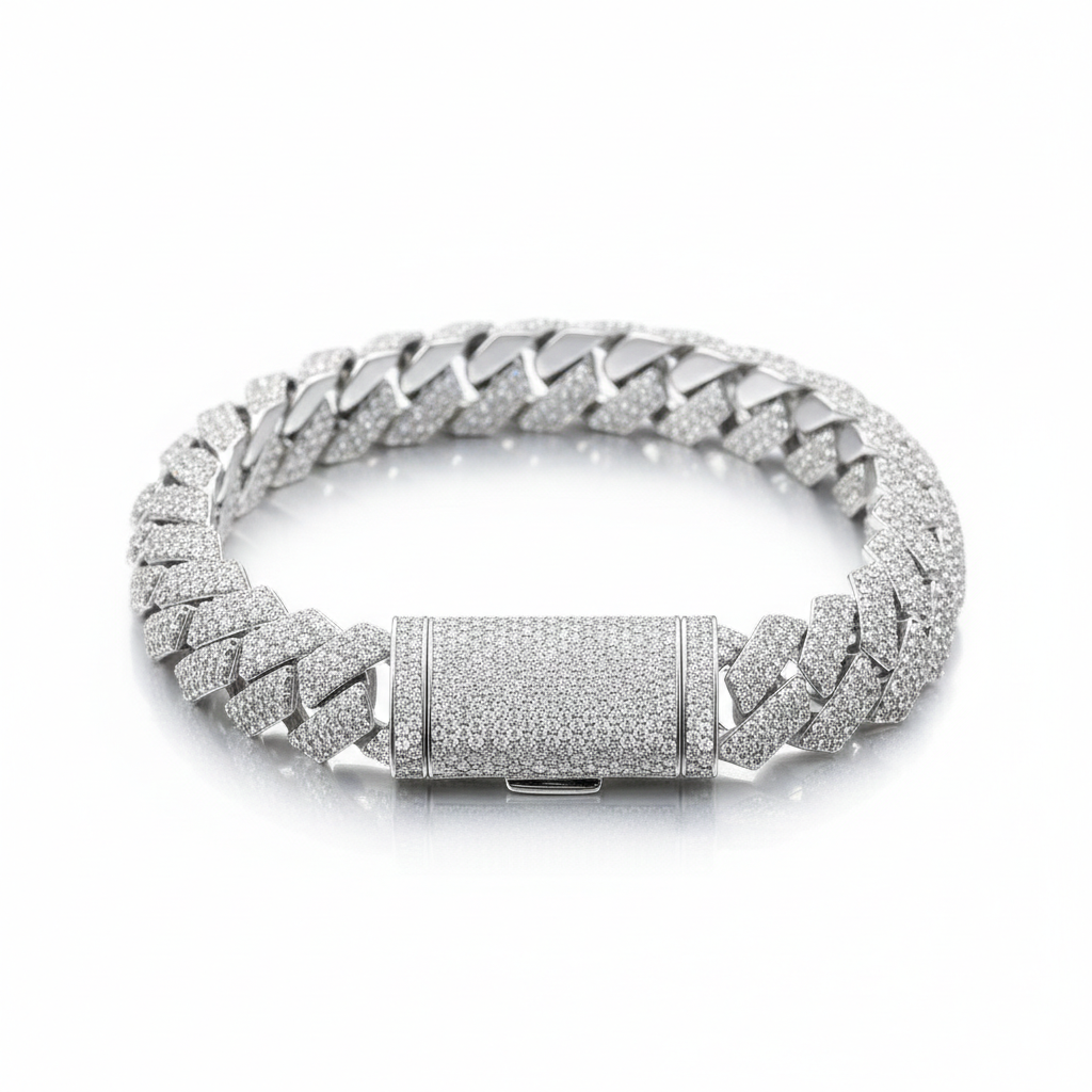 Bracciale Cuban Link con Moissanite VVS - Argento S925