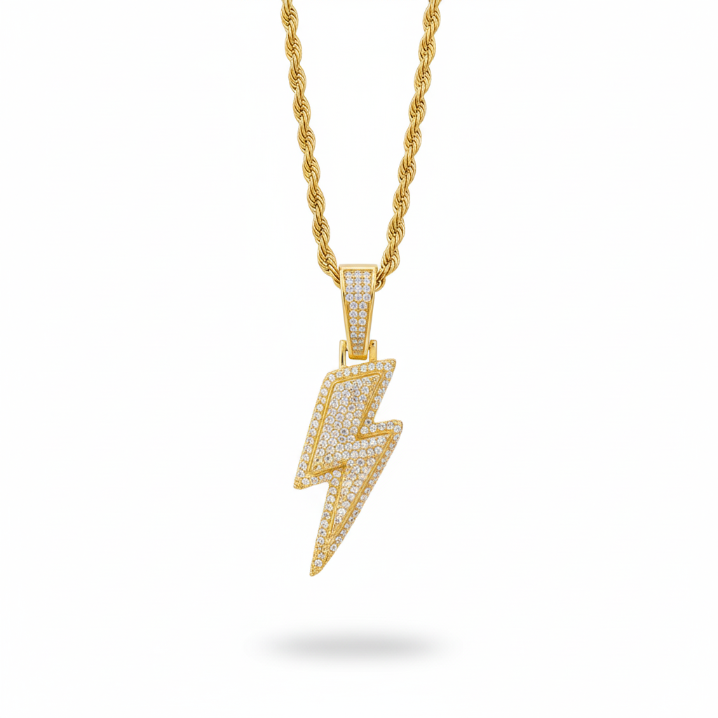 Pendente Fulmine Oro Moissanite - Energia e Stile