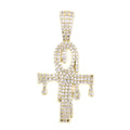 Pendente Croce Ankh Placato Oro con Moissanite VVS