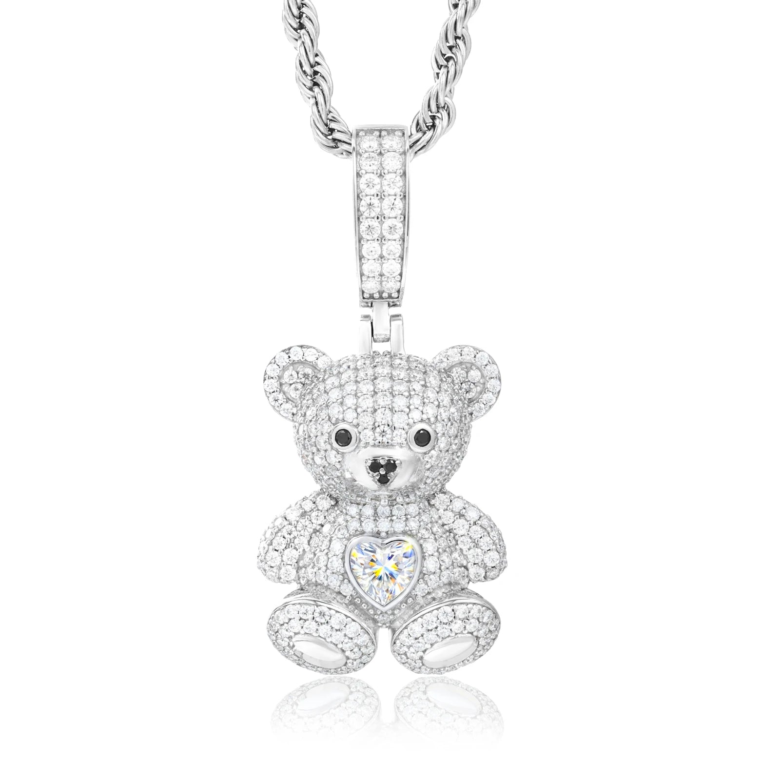 Pendente Orso Moissanite VVS - Argento 925 con Certificato