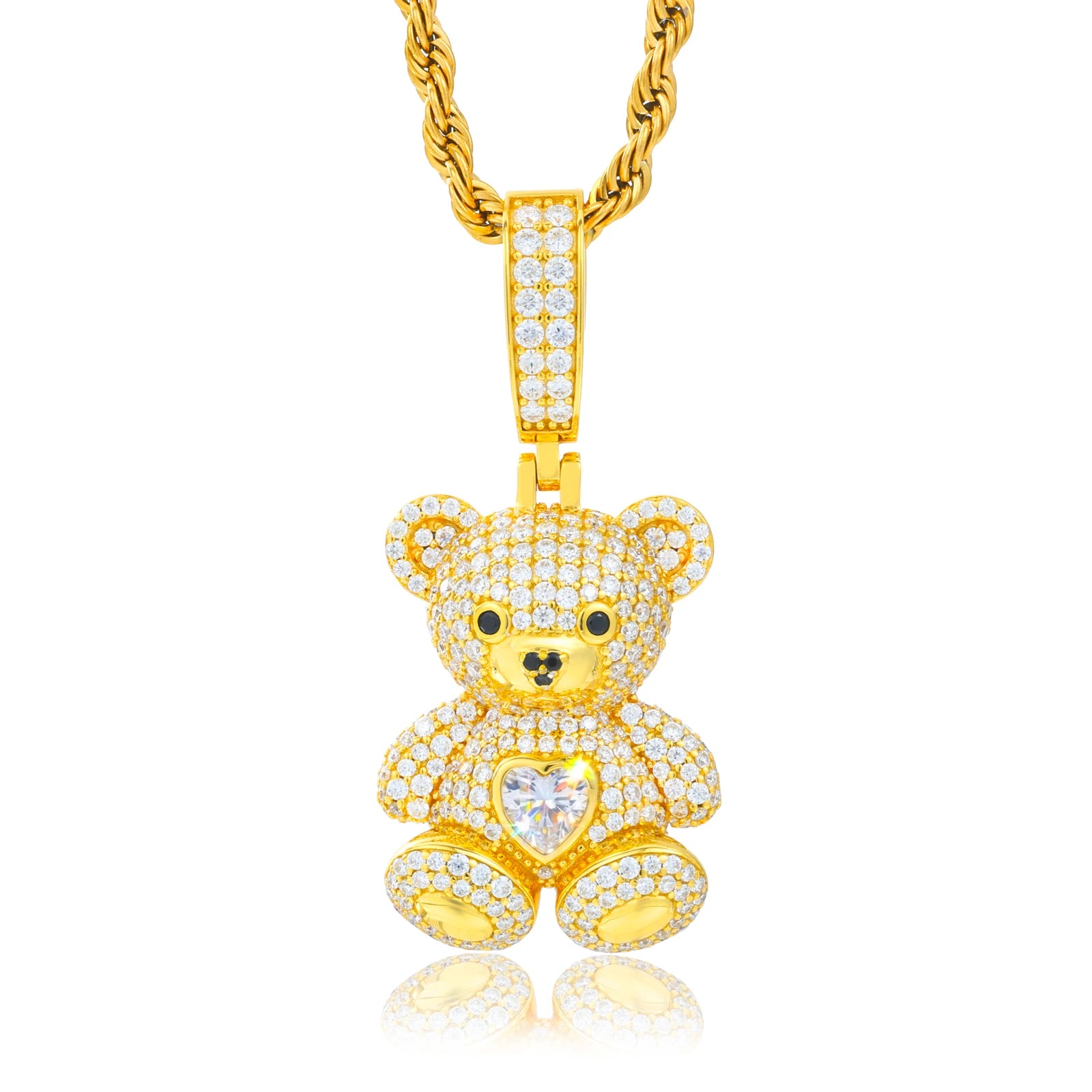 Pendente Orso Moissanite VVS - Argento 925 con Certificato