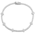 Bracciale Tennis con Fiori Moissanite VVS Argento 925