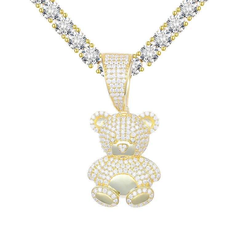 Pendente Little Bear Moissanite VVS - Argento 925 con Certificato