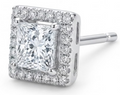 Orecchini Princess Halo con Moissanite - Oro Bianco