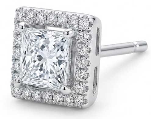Orecchini Princess Halo con Moissanite - Oro Bianco