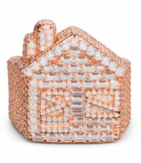Anello Trap House con Moissanite - Oro Rosa, Argento, Oro Giallo