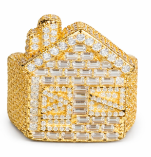 Anello Trap House con Moissanite - Oro Rosa, Argento, Oro Giallo