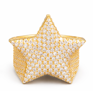 Anello Stella con Moissanite - Oro Rosa, Argento, Oro Giallo